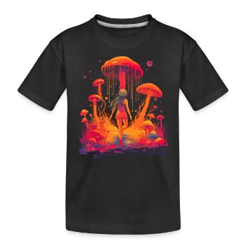 Mushroom | Fantasy Pilze Wald Natur Goa Festival - Kinder Premium Bio T-Shirt - Schwarz - Vorne