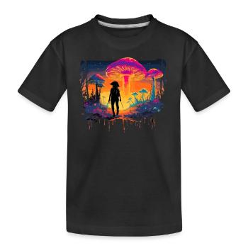 Mushroom | Fantasy Pilze Wald Natur Goa Festival - Kinder Premium Bio T-Shirt - Schwarz - Vorne