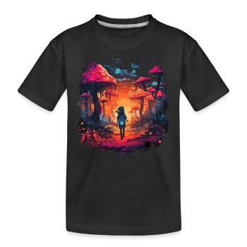 Mushroom | Fantasy Pilze Wald Natur Goa Festival - Kinder Premium Bio T-Shirt - Schwarz - Vorne