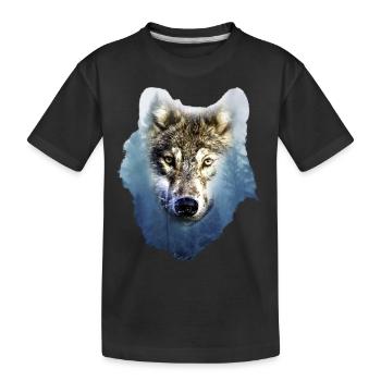Wolf - Kinder Premium Bio T-Shirt - Schwarz - Vorne