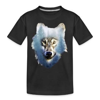 Wolf - Kinder Premium Bio T-Shirt - Schwarz - Vorne