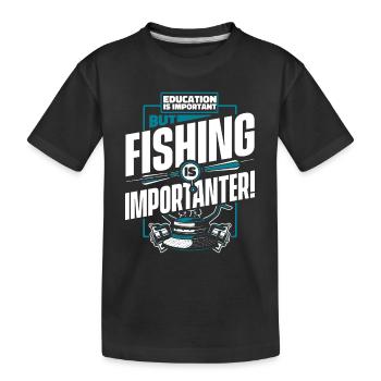 L’éducation est importante, mais la pêche l’est encore plus - T-shirt bio Premium Enfant - noir - Devant