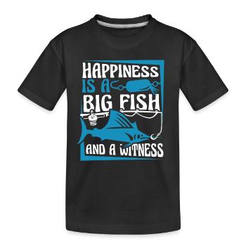 Le bonheur est un gros poisson et un témoin - T-shirt bio Premium Enfant - noir - Devant