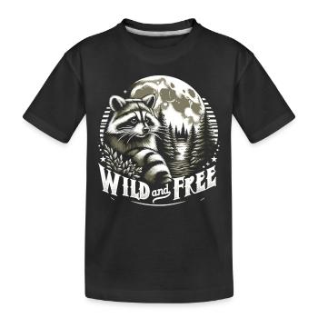 Moonlit Night Raccoon: Forest Secrets - Kids' Premium Organic T-Shirt - black - Front