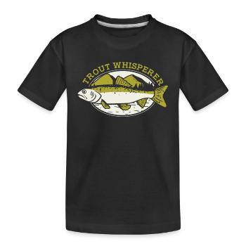 Truite, Chuchoteur, Pêcheur De Spin, Pêcheur En Haute Mer, Pêcheur - T-shirt bio Premium Enfant - noir - Devant