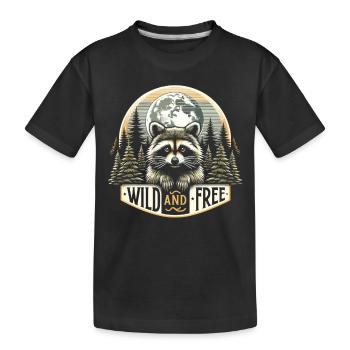 La liberté de la forêt : raton laveur sous la lune - T-shirt bio Premium Enfant - noir - Devant