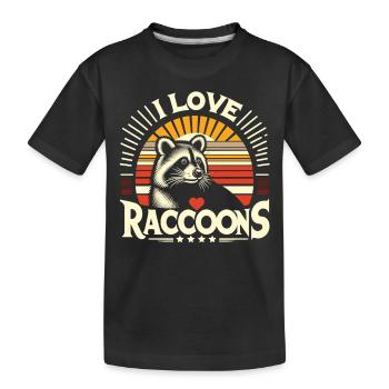 Nostalgic raccoon: "I love Racoons" - Kids' Premium Organic T-Shirt - black - Front