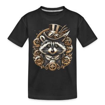 Viktorianischer Waschbär: Steampunk Eleganz - Kinder Premium Bio T-Shirt - Schwarz - Vorne