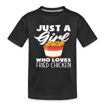 Une seule fille aime le poulet frit - T-shirt bio Premium Enfant - noir - Devant