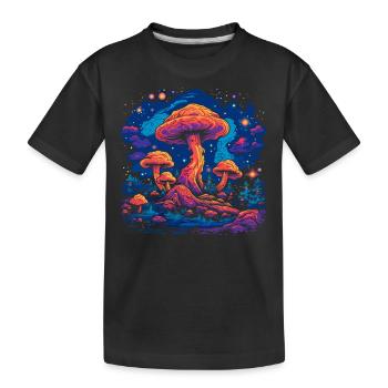Mushroom | Fantasy Pilze Wald Natur Goa Festival - Kinder Premium Bio T-Shirt - Schwarz - Vorne