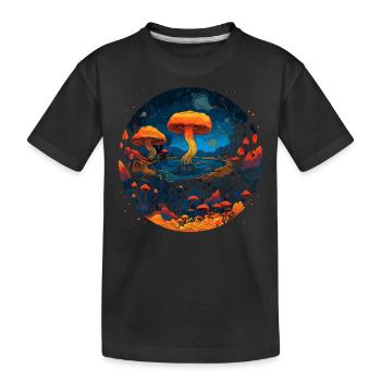 Mushroom | Fantasy Pilze Wald Natur Goa Festival - Kinder Premium Bio T-Shirt - Schwarz - Vorne