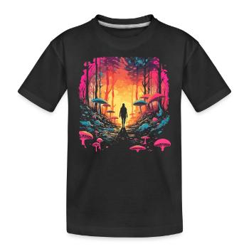 Mushroom | Fantasy Pilze Wald Natur Goa Festival - Kinder Premium Bio T-Shirt - Schwarz - Vorne
