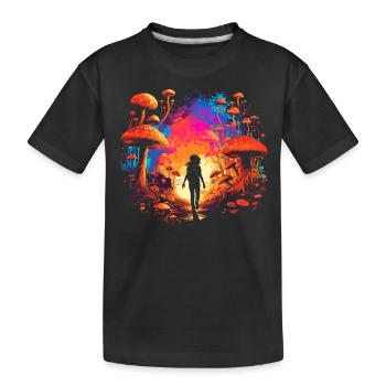 Mushroom | Fantasy Pilze Wald Natur Goa Festival - Kinder Premium Bio T-Shirt - Schwarz - Vorne