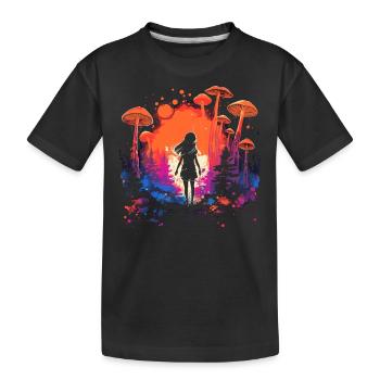 Mushroom | Fantasy Pilze Wald Natur Goa Festival - Kinder Premium Bio T-Shirt - Schwarz - Vorne