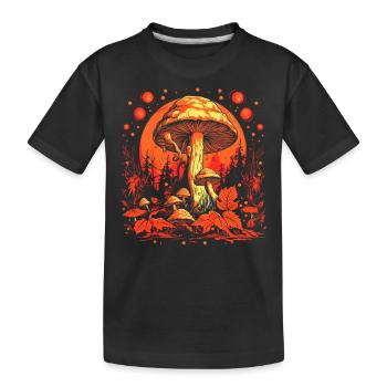 Mushroom | Fantasy Pilze Wald Natur Goa Festival - Kinder Premium Bio T-Shirt - Schwarz - Vorne