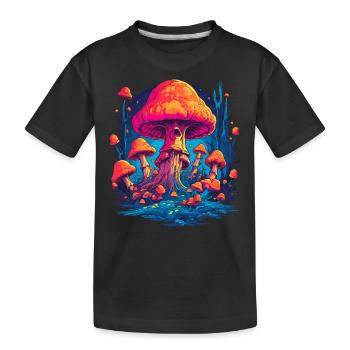 Mushroom | Fantasy Pilze Wald Natur Goa Festival - Kinder Premium Bio T-Shirt - Schwarz - Vorne