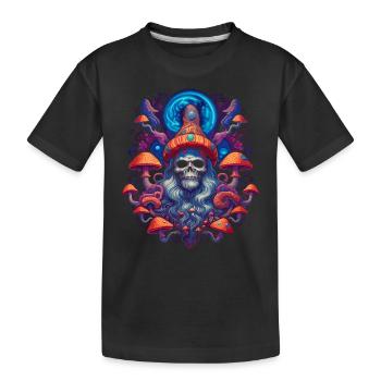 Mushroom | Fantasy Pilze Wald Natur Goa Festival - Kinder Premium Bio T-Shirt - Schwarz - Vorne