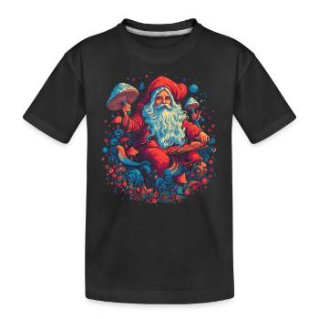 Mushroom Weihnachtsmann| Fantasy Pilze Natur Goa - Kinder Premium Bio T-Shirt - Schwarz - Vorne