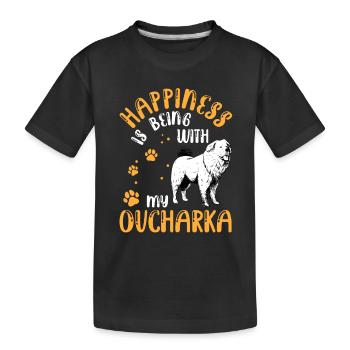 Ovcharka rend heureux le chien caucasien - T-shirt bio Premium Enfant - noir - Devant