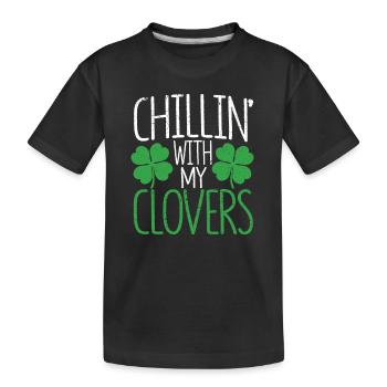 Chillin With My Shamrocks Funny Irish - Kids' Premium Organic T-Shirt - black - Front