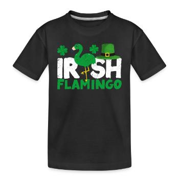 Flamant rose irlandais oiseau vert Saint-Patrick - T-shirt bio Premium Enfant - noir - Devant