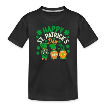 Trois Gnomes irlandais trèfle St Patrick jour chanceux - T-shirt bio Premium Enfant - noir - Devant