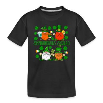 Shenanigans Squad Lucky Clover Leaf - Kids' Premium Organic T-Shirt - black - Front