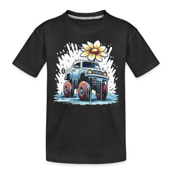 Un monster truck coloré flower power - T-shirt bio Premium Enfant - noir - Devant