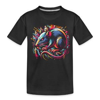 Rat in the Graffiti Jungle: Urban Art - Kids' Premium Organic T-Shirt - black - Front