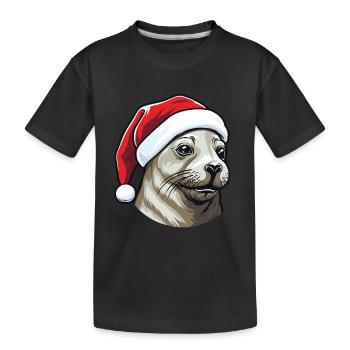 Seal Seal Christmas Animal Head - Kids' Premium Organic T-Shirt - black - Front