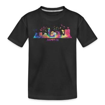 Austinites Aquarelle Skyline Austin - T-shirt bio Premium Enfant - noir - Devant