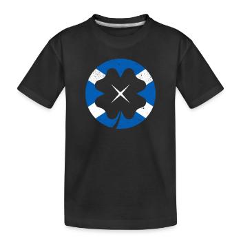 Scottish Flag Irish Shamrock Leaf - Kids' Premium Organic T-Shirt - black - Front