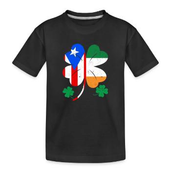 Drapeau portoricain irlandais trèfle d’Irlande - T-shirt bio Premium Enfant - noir - Devant