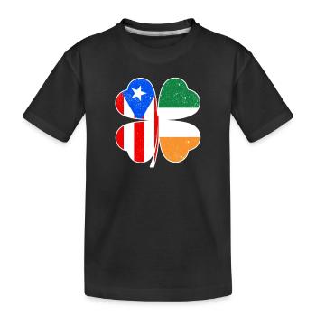 Drapeau portoricain irlandais trèfle d’Irlande - T-shirt bio Premium Enfant - noir - Devant
