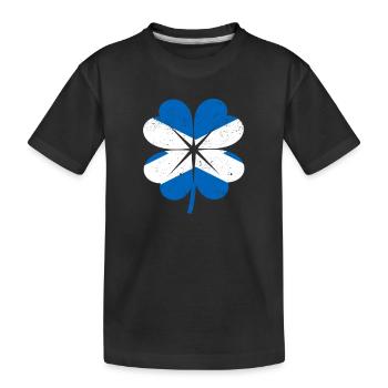 Schottische Flagge Irisches Kleeblatt Blatt - Kinder Premium Bio T-Shirt - Schwarz - Vorne