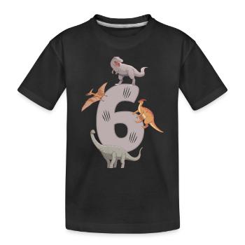 Dino Kinder Geburtstags Design Geburtstag 6 - Kinder Premium Bio T-Shirt - Schwarz - Vorne