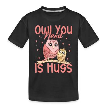Hibou dont vous avez besoin est câlins oiseaux de nuit oiseau nocturne - T-shirt bio Premium Enfant - noir - Devant