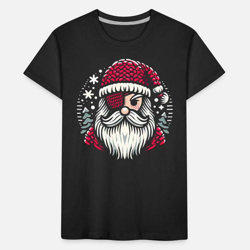 Weihnachtsmann Strickmuster mit Augenklappe Kinder Premium Bio T-Shirt