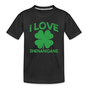 I Love Shenanigan's Funny Irish Shamrocks - Kids' Premium Organic T-Shirt - black - Front