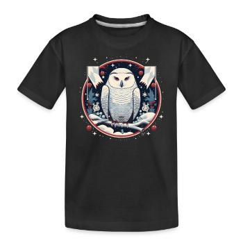 Harfang des neiges avec ornement de Noël - T-shirt bio Premium Enfant - noir - Devant