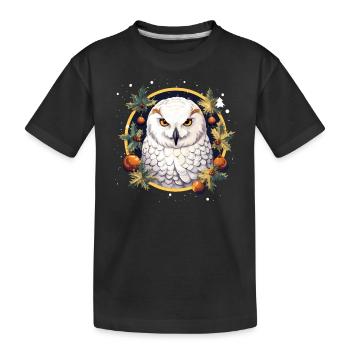 Harfang des neiges Noël ornement, aime les hiboux - T-shirt bio Premium Enfant - noir - Devant
