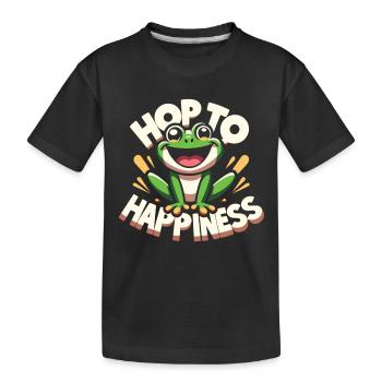 Funny Frog - Hop to Happiness - Kids' Premium Organic T-Shirt - black - Front