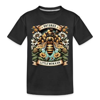 Nature worker bee - Kids' Premium Organic T-Shirt - black - Front