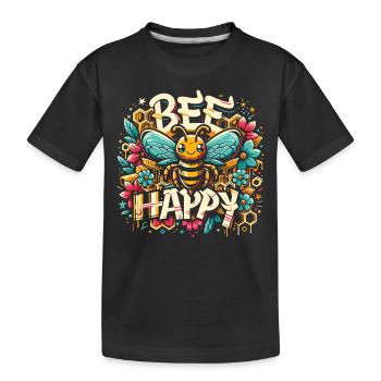 Flowers & Honeycombs: Creative Bee Design - Kids' Premium Organic T-Shirt - black - Front