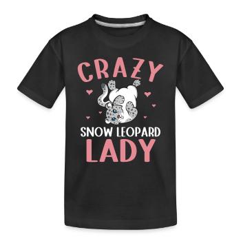 Schneeleopard - Kinder Premium Bio T-Shirt - Schwarz - Vorne