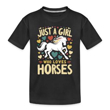 Pferdeliebhaber Geschenk Nur ein Mädchen, das Pferde liebt - Kinder Premium Bio T-Shirt - Schwarz - Vorne