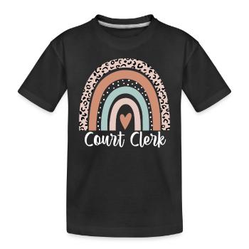 Court Clerk Rainbow Leopard Funny Court Clerk - Kids' Premium Organic T-Shirt - black - Front
