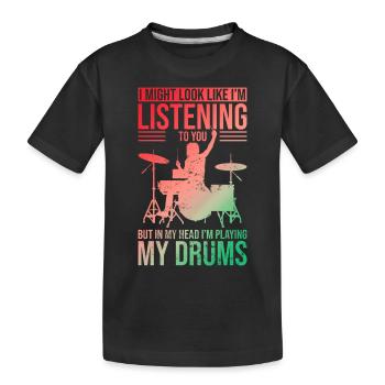 Schlagzeug T-Shirt mit einzigartiger Schlagzeuggrafik Perfekt - Kinder Premium Bio T-Shirt - Schwarz - Vorne