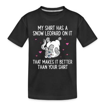 Schneeleopard - Kinder Premium Bio T-Shirt - Schwarz - Vorne