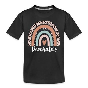 Decorator Rainbow Leopard Funny Decorator - Kids' Premium Organic T-Shirt - black - Front